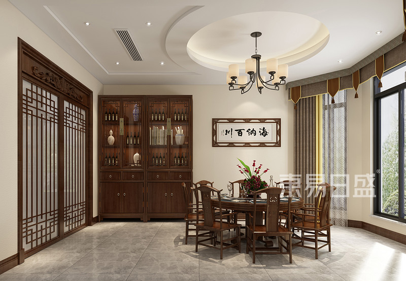 佛山480㎡中式风格独栋别墅餐厅