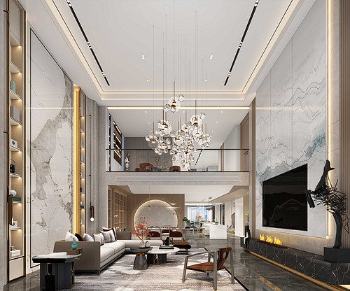 中广海岸 472平米复式 新中式风格设计案例
