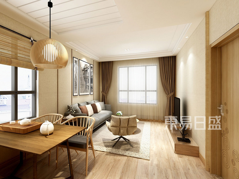 简约日式风格客厅效果图 70㎡两居室简约日式风格装修案例