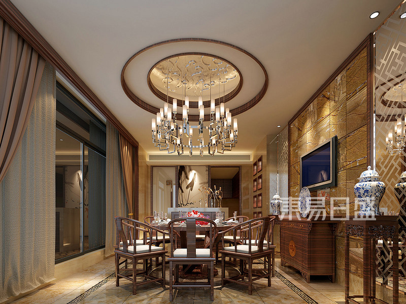 新中式风格餐厅装修效果图670㎡超大平层装修案例