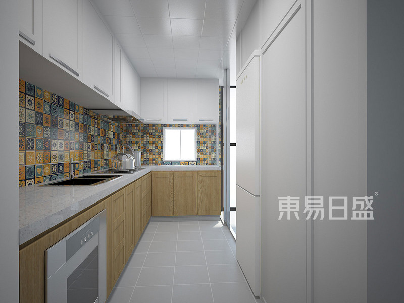 柔白色的厨房台面颜色搭配效果图