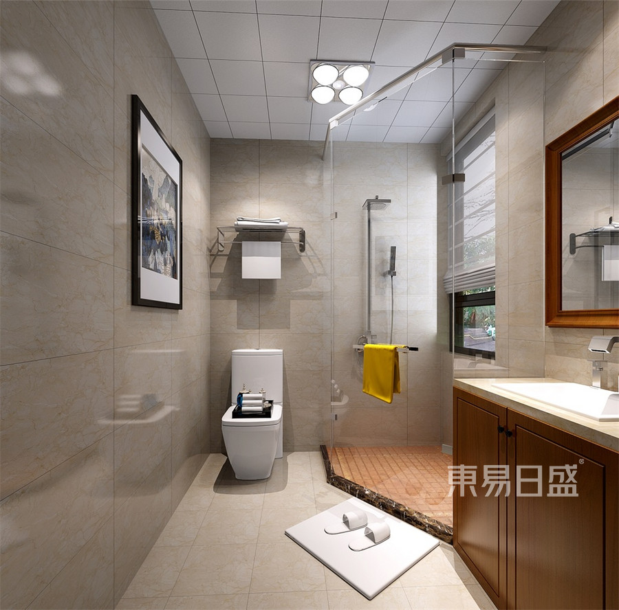 三居室-新中式-卫生间-效果图