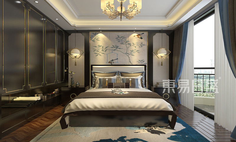 250㎡新中式风格别墅卧室装修