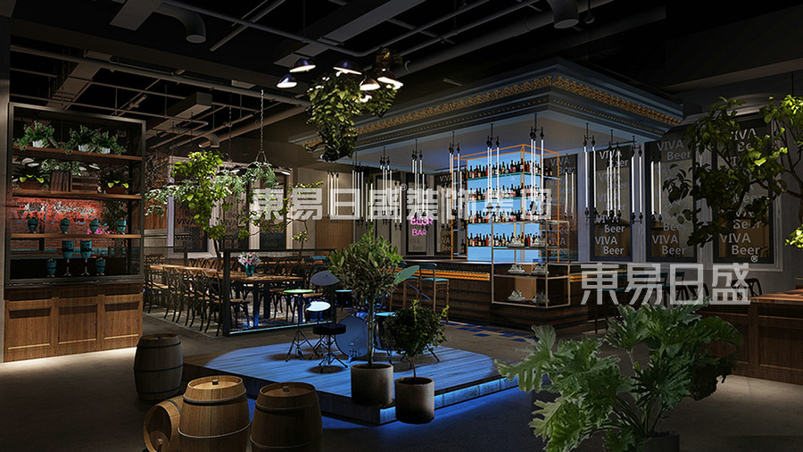 工业复古风格-餐厅-装修效果图