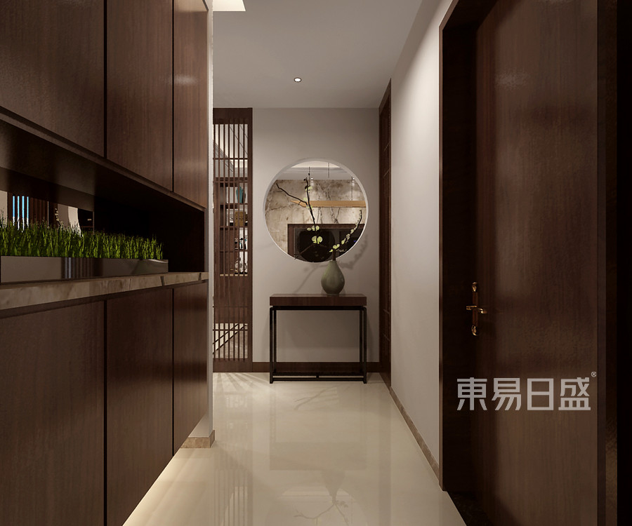 新中式玄关效果图_2018装修案例图片-东易日盛装饰
