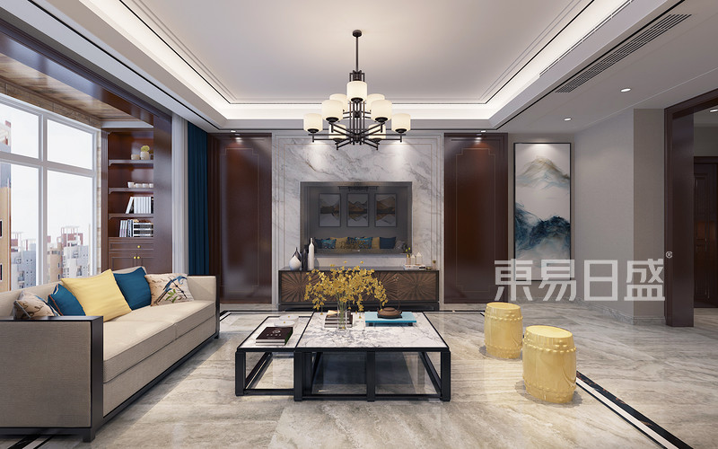 新中式风格-客厅-装修效果图