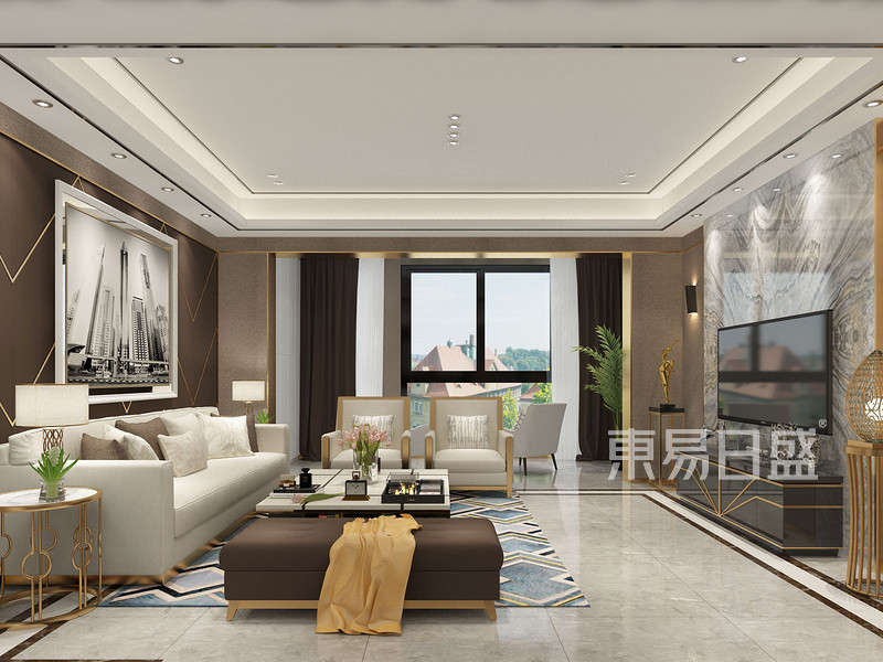 现代简约风格客厅沙发效果图121㎡平层现代简约风格