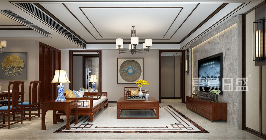 中式古典风格-客厅-装修效果图