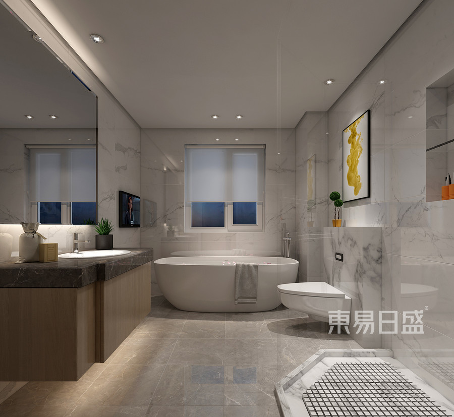 现代轻奢 新中式风格卫生间装修效果图
