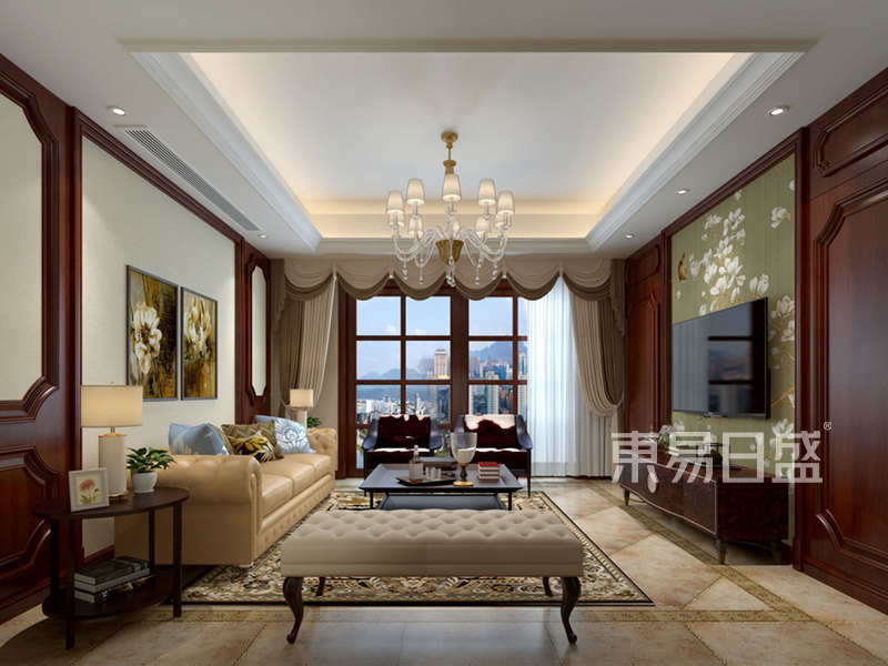 美式风格客厅沙发效果图145㎡三居室美式风格