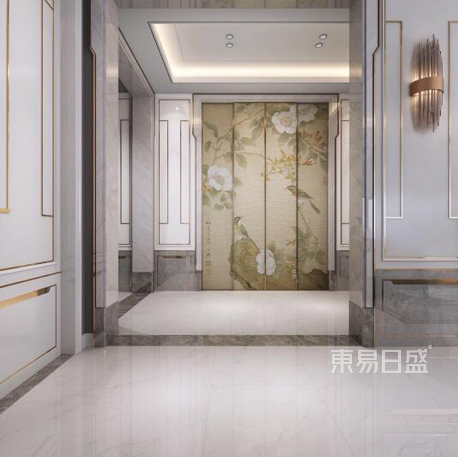 中式新轻奢装修风格玄关效果图