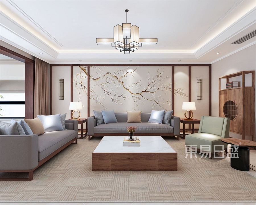 新中式-客厅沙发背景墙