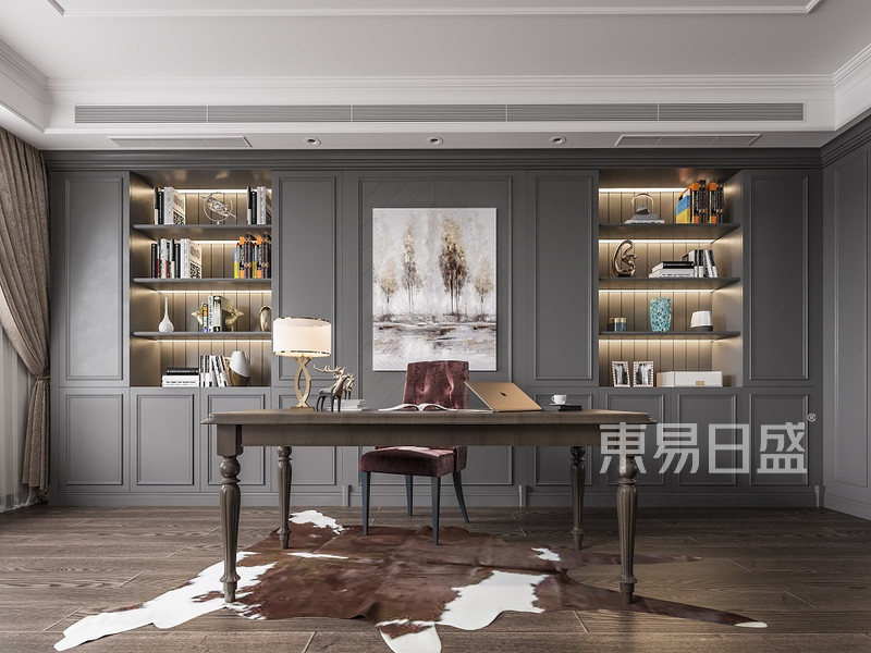 上海欧风花都150平现代美式书房