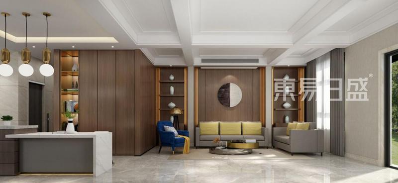 现代+新中式风格房屋客厅装修设计效果图