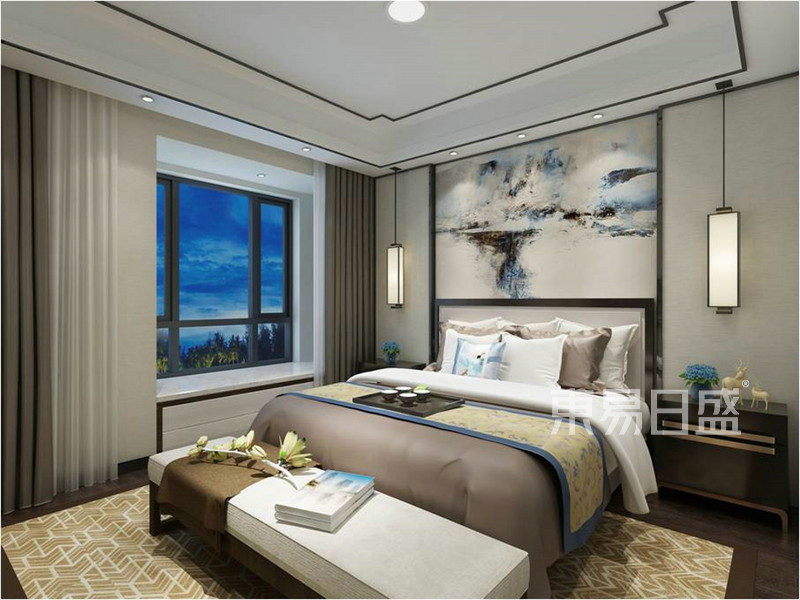 新中式风格-卧室-装修效果图