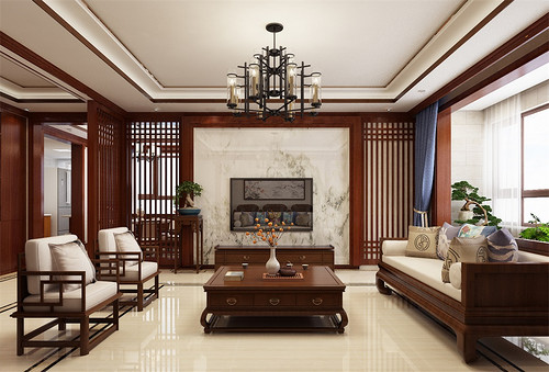 太化蓝月湾三居室古典中式设计风格