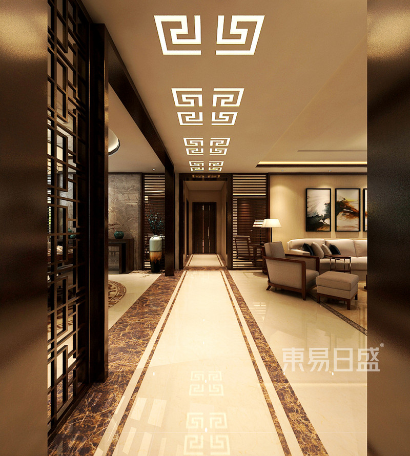 新中式 御景新世界/242平/新中式/走廊