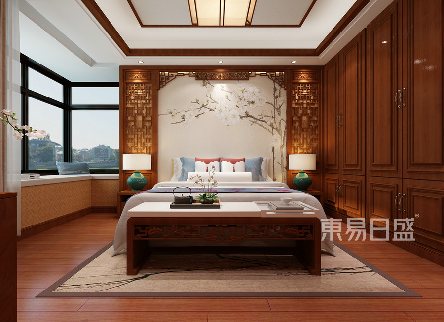 中式风格-卧室-装修效果图