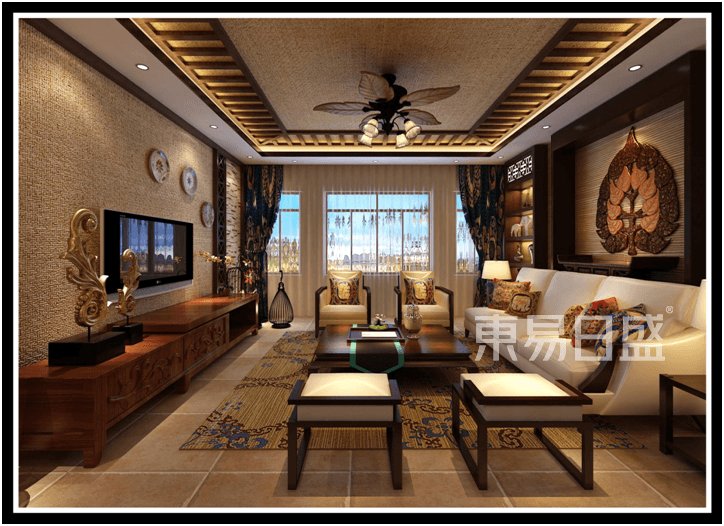 昆明4居室东南亚风格装修，稳重及豪华感的既视感