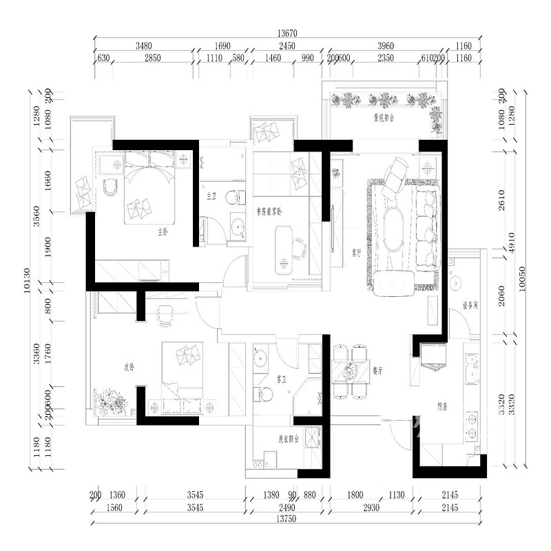 融城优郡124㎡三居室 现代北欧风格案例解析