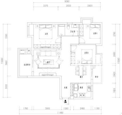 融侨城-现代简约风格-125平米-两室两厅一厨一卫