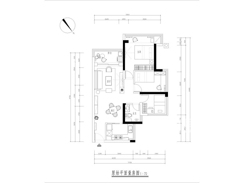 港铁天颂 现代北欧 80平米三房两厅 户型图设计分析点评介绍