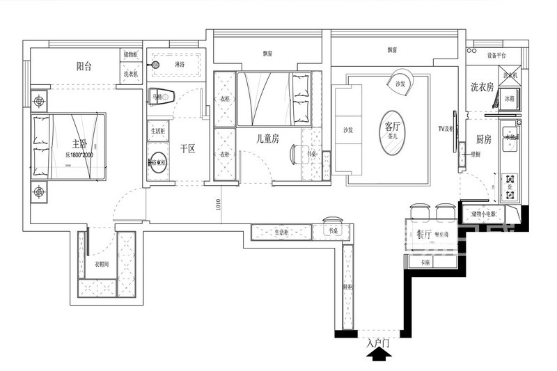 东润泰和—北欧风格—83㎡两室两厅—户型解析