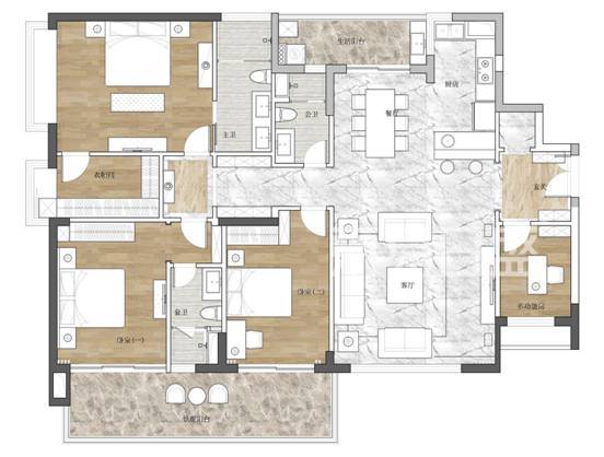香山美墅一期4栋A户型分析  200平米美式风格装修效果图片