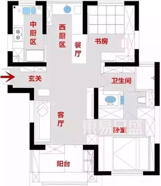 东易日盛78m²两居室户型改造设计案例