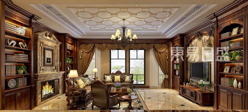 卡地亚-美式风格-400㎡ 客厅装修效果图