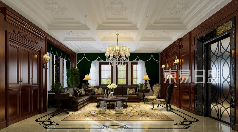 卡地亚-美式风格-400㎡ 客厅装修效果图