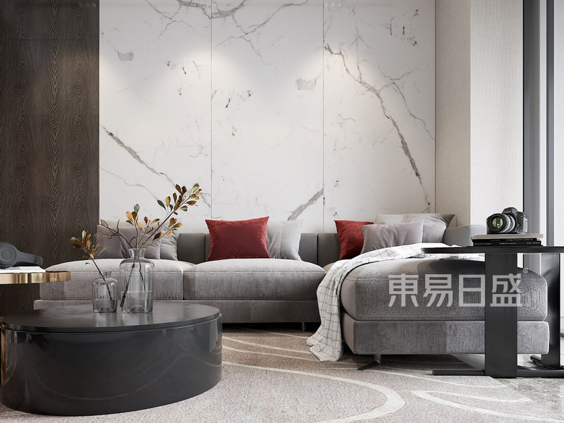 上海泰府名邸-138平-现代意式轻奢客厅