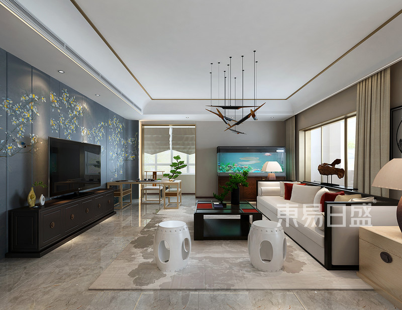 天山怡景苑新中式风格风格客厅装修效果图案例