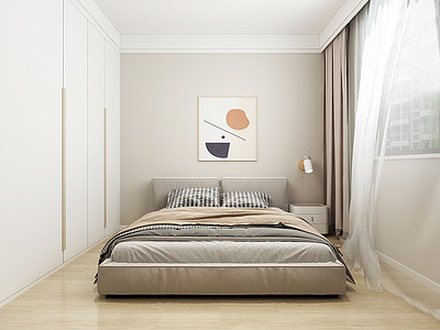 卧室墙奶咖色效果图图片