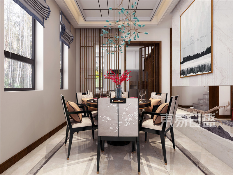 上海御景龙庭300㎡新中式装修效果图装修样板间四居室-新中式-效果图
