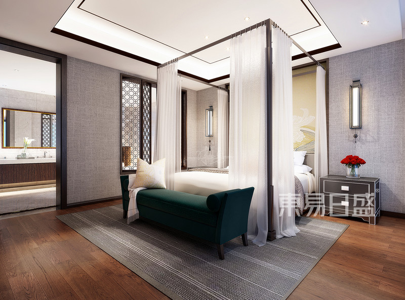 天和尚海格调-新中式卧室效果图