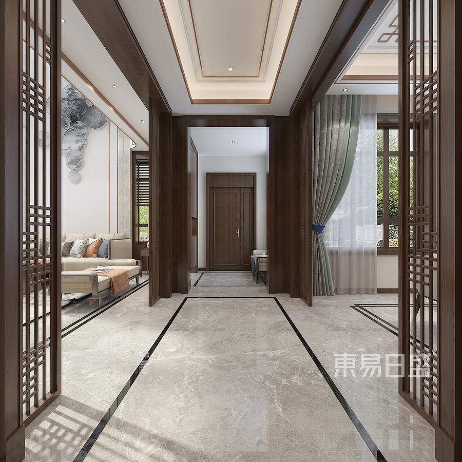 新中式风格走廊装修设计效果图