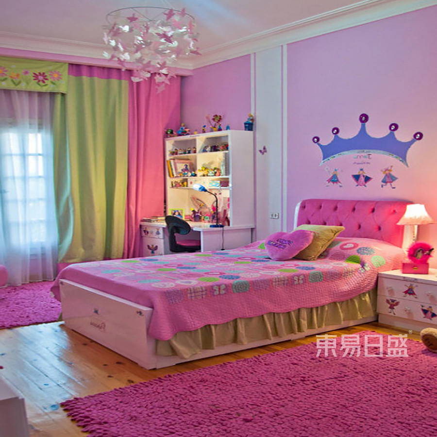 儿童房粉色墙配什么颜色窗帘