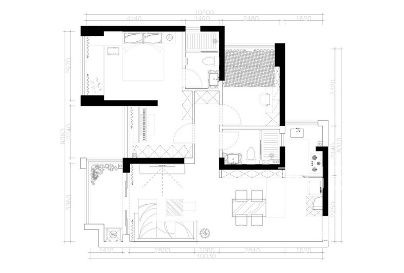 博林天瑞-简美-125平米三室一厅装修户型解析
