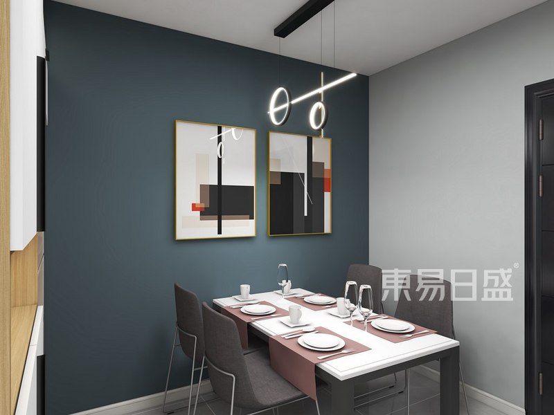  60平方米现代简约风格，一室一厅一厨一卫户型-餐厅