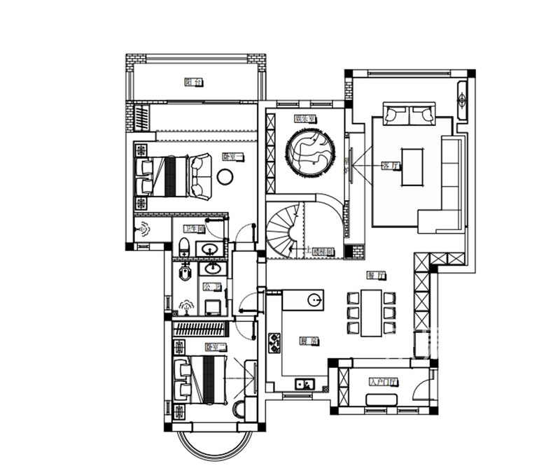 托斯卡纳260平米现代风格复式楼户型解析