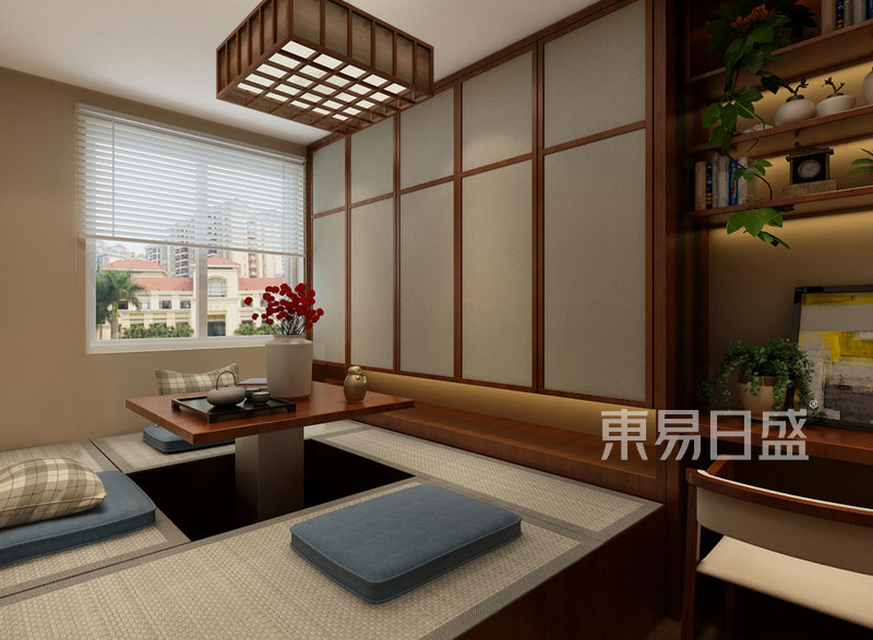 广夏绿园129平简约中式四居室装修设计案例解析