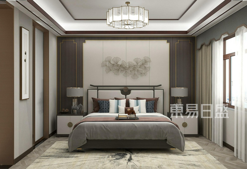 武汉纽宾凯麓苑-新中式风格-147平米卧室装修案例