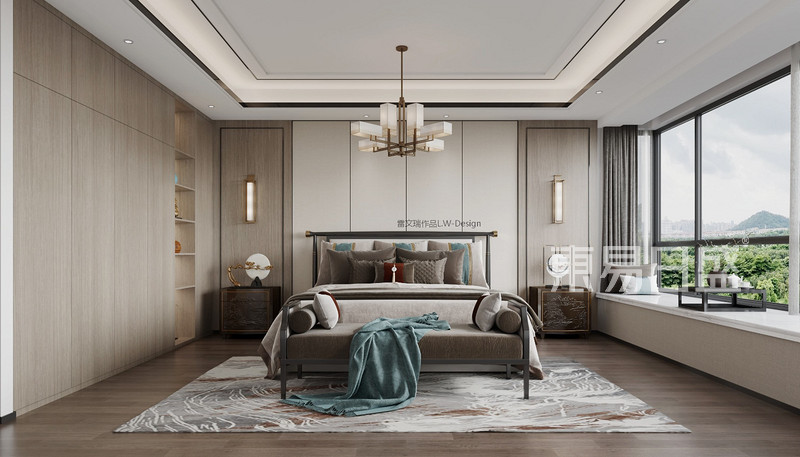 现代中式风格-卧室装修效果图