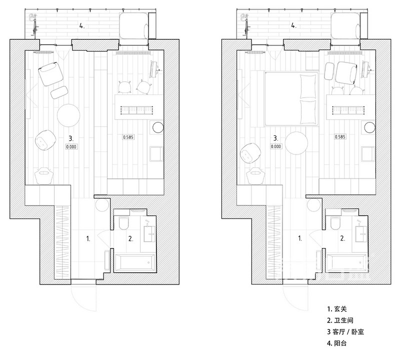 深意公寓 46平米 现代简约风户型解析