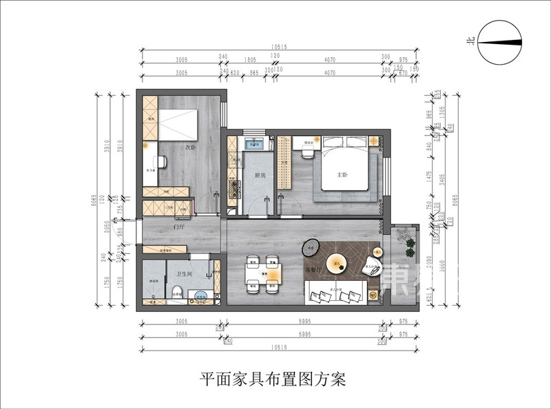 金第润苑-65.32平米-现代简约-户型解析