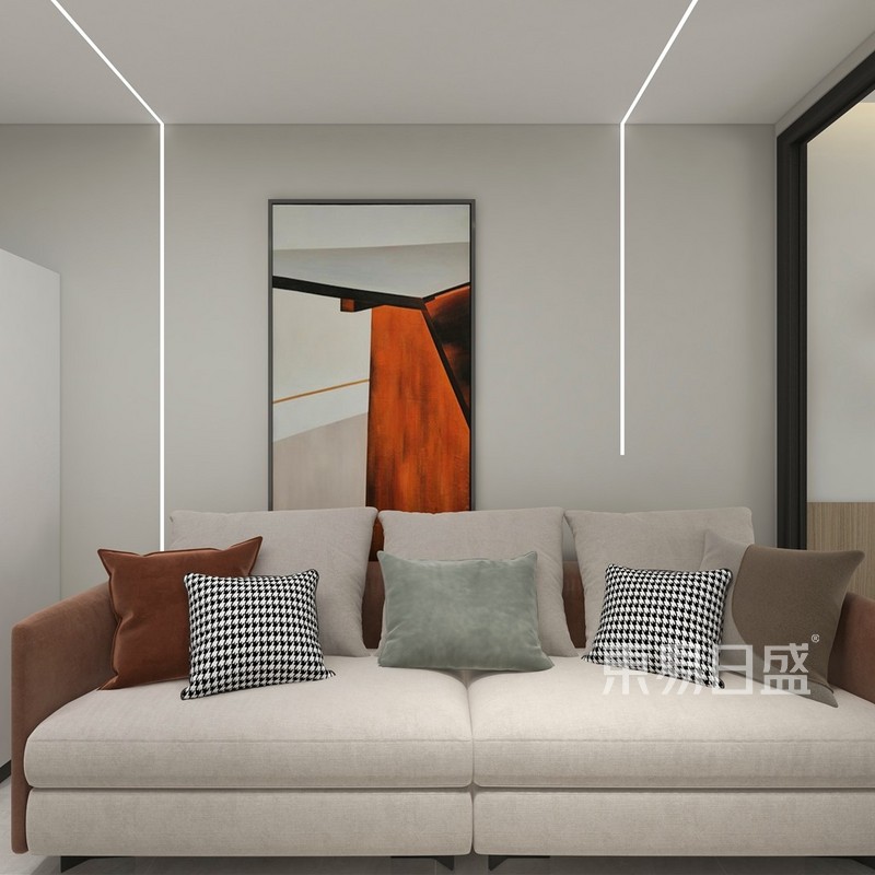 38平米现代极简一居室客厅装修设计