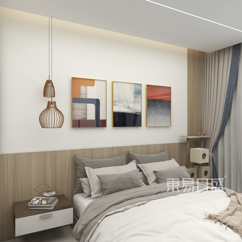 38平米现代极简一居室卧室装修设计