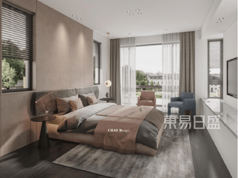 上海别墅装修-湖畔天下现代混搭风格装修 卧室