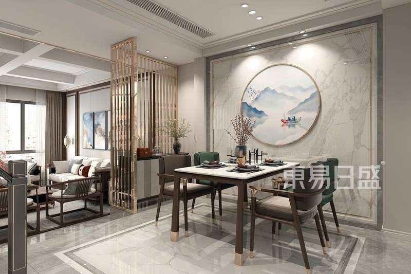 银河湾浪琴苑-新中式风格-223平米客餐厅装修
